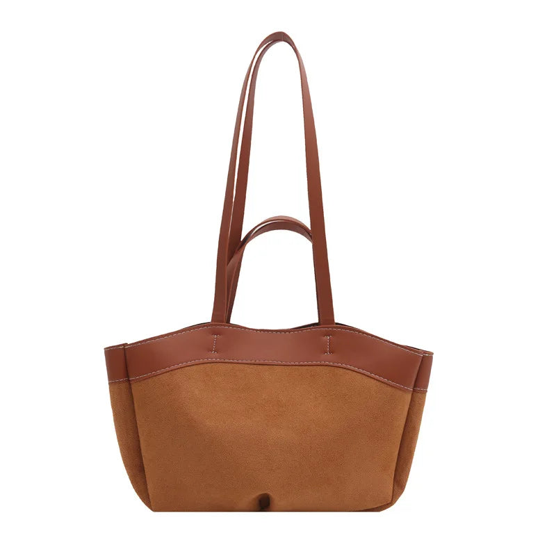 retro large capacity shopping bag tote bag single shoulder bag handbag simple design casual travel bucket shape magnetic buckle