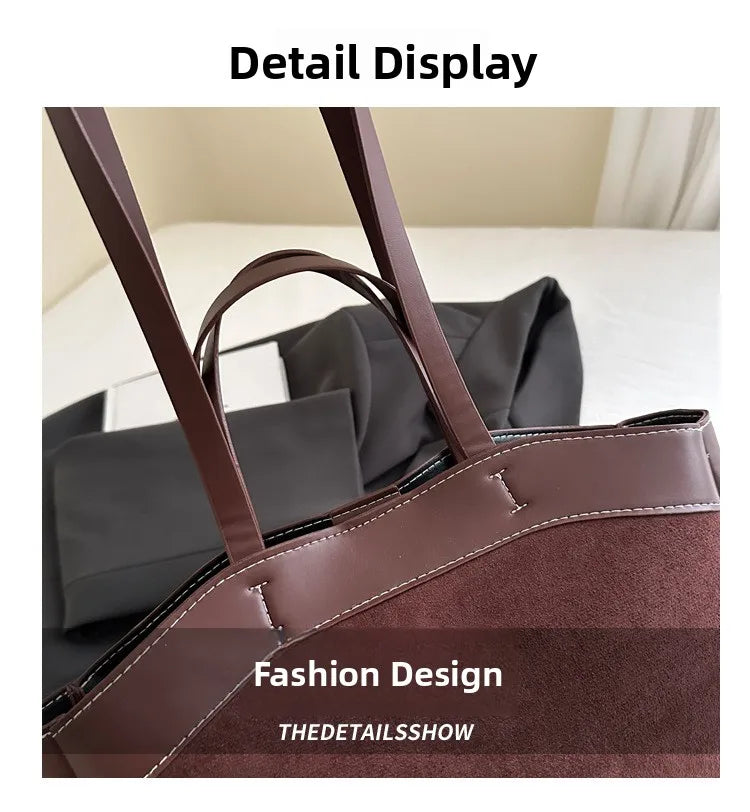retro large capacity shopping bag tote bag single shoulder bag handbag simple design casual travel bucket shape magnetic buckle