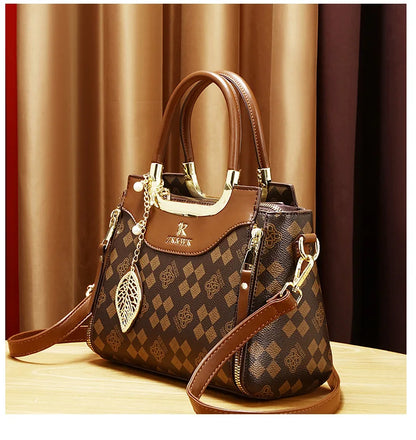 2025 New Fashion Casual Printed Ladies Handbag Urban Minimalist Style PU Material Tote Bag Medium Size Zipper Opening Polyest...