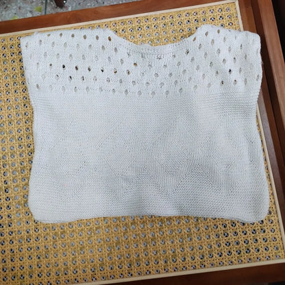 Retro Hollow Knitted Large Capacity Women's Shopping Bag Tote Single Shoulder Rope Bag Soft Polyester Fiber Open Door Design