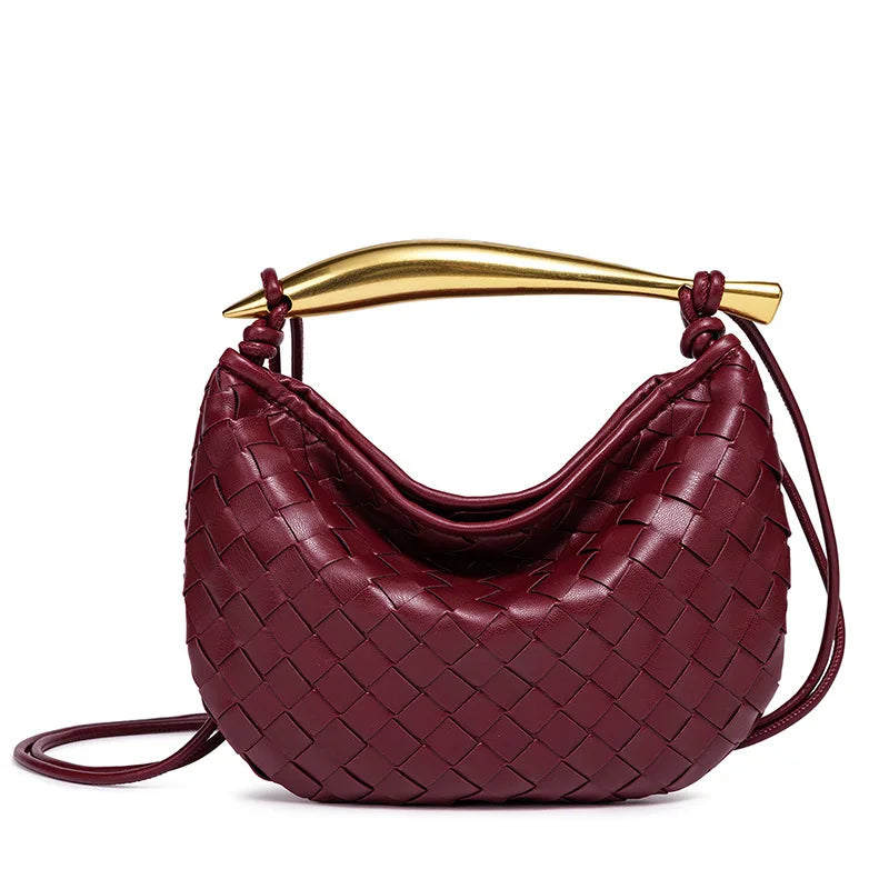 cute mini sardine basket weave handbag women's fashion cross-border style pu material shell shape magnetic buckle soft