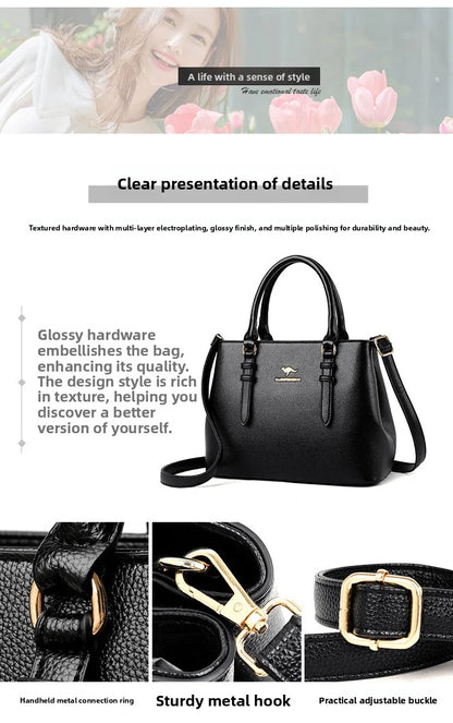 2025 New Women's Handbag High-End Ladies Tote Bag Single Shoulder Bag Mom's Crossbody Bag Urban Minimalist Style PU Material