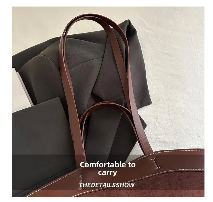 retro large capacity shopping bag tote bag single shoulder bag handbag simple design casual travel bucket shape magnetic buckle