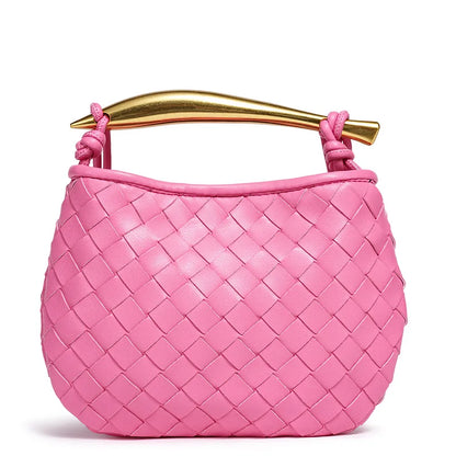 Cute Mini Sardine Basket Weave Handbag Women's Fashion Cross-Border Style PU Material Shell Shape Magnetic Buckle Soft