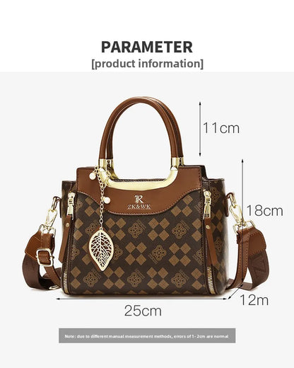 2025 New Fashion Casual Printed Ladies Handbag Urban Minimalist Style PU Material Tote Bag Medium Size Zipper Opening Polyest...