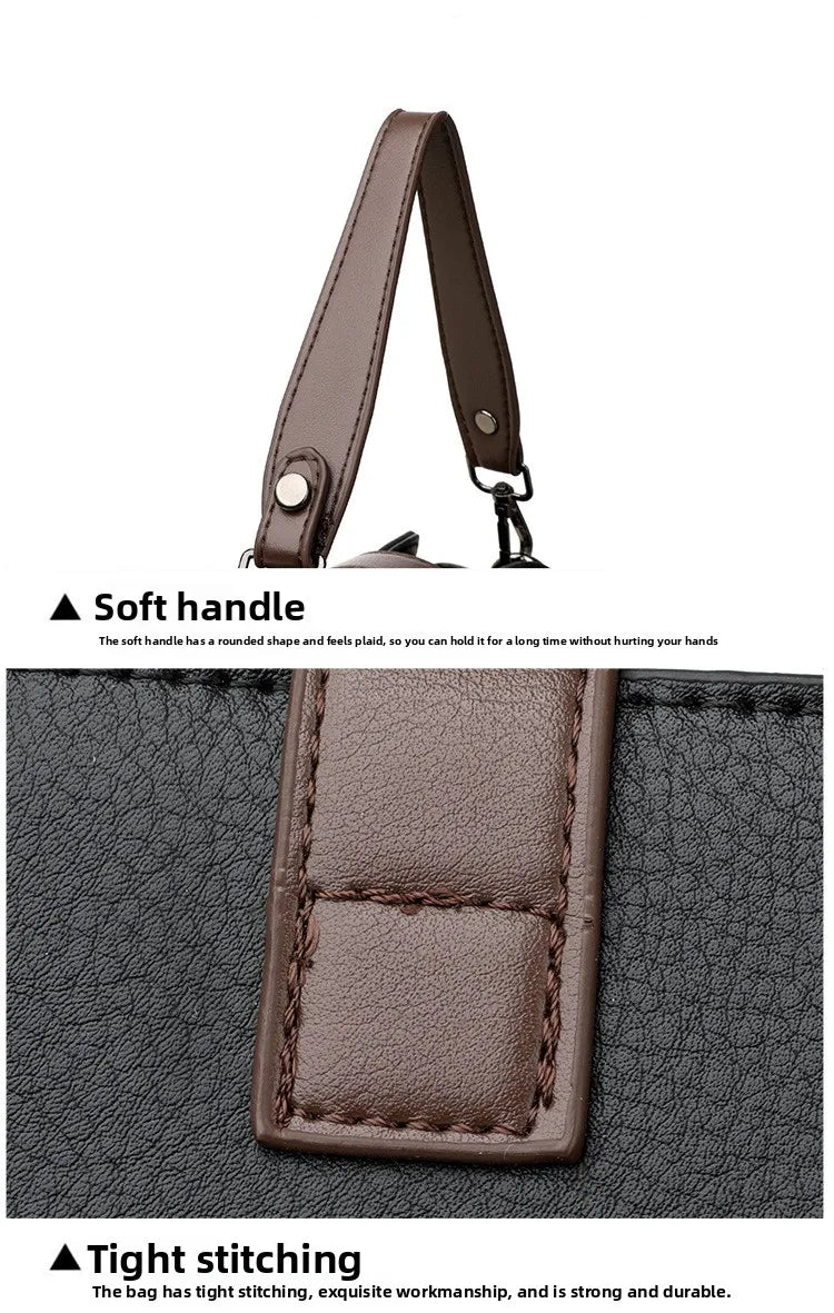 high-end bucket bag three-layer practical crossbody soft leather shoulder bag for women going to work stylish mom bag