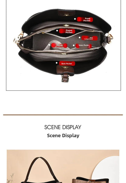 Casual Large Capacity Women's Bucket Handbag Street Style PU Material Tote Bag Single Shoulder Satchel Fashionable Everyday A...