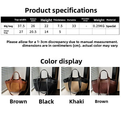 Retro Large Capacity Shopping Bag Tote Bag Single Shoulder Bag Handbag Simple Design Casual Travel Bucket Shape Magnetic Buckle