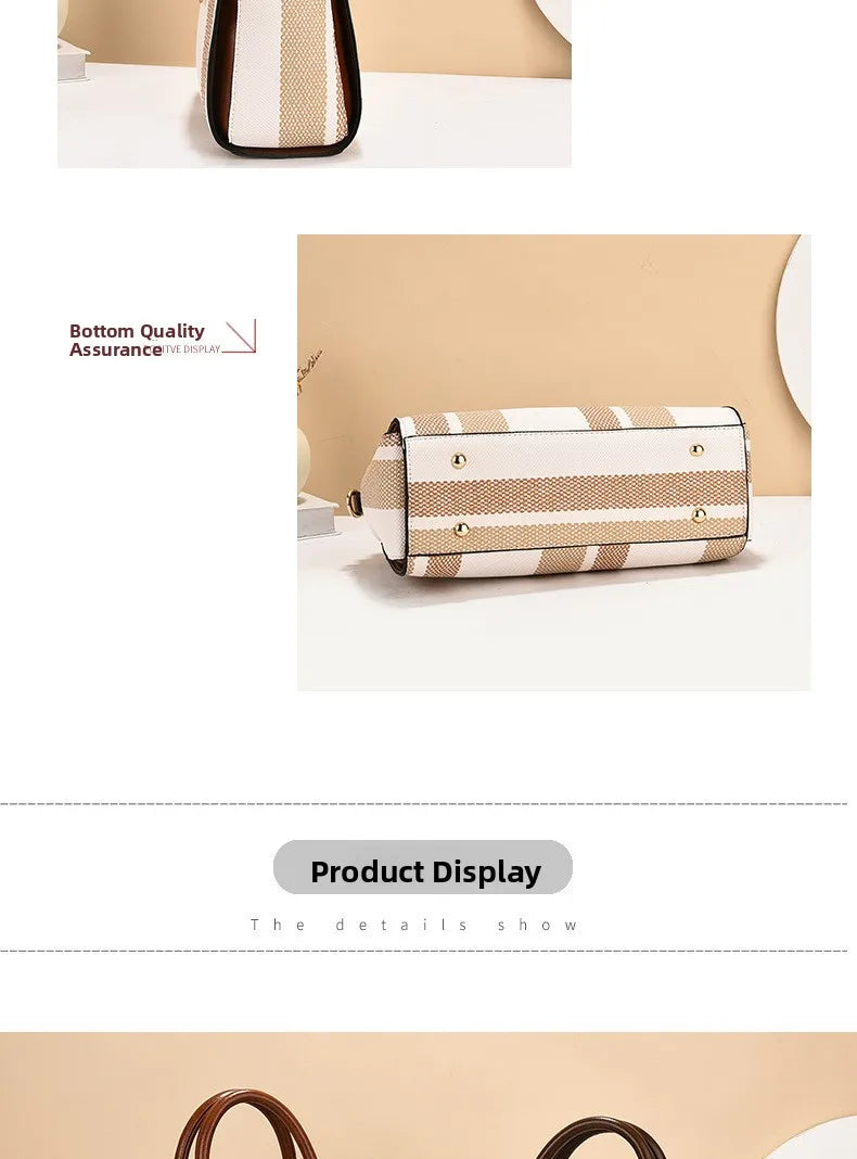 large capacity mother-child handbag fashion color block women's crossbody shoulder bag tote bag commuter business pu bag