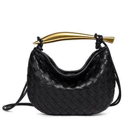 Cute Mini Sardine Basket Weave Handbag Women's Fashion Cross-Border Style PU Material Shell Shape Magnetic Buckle Soft